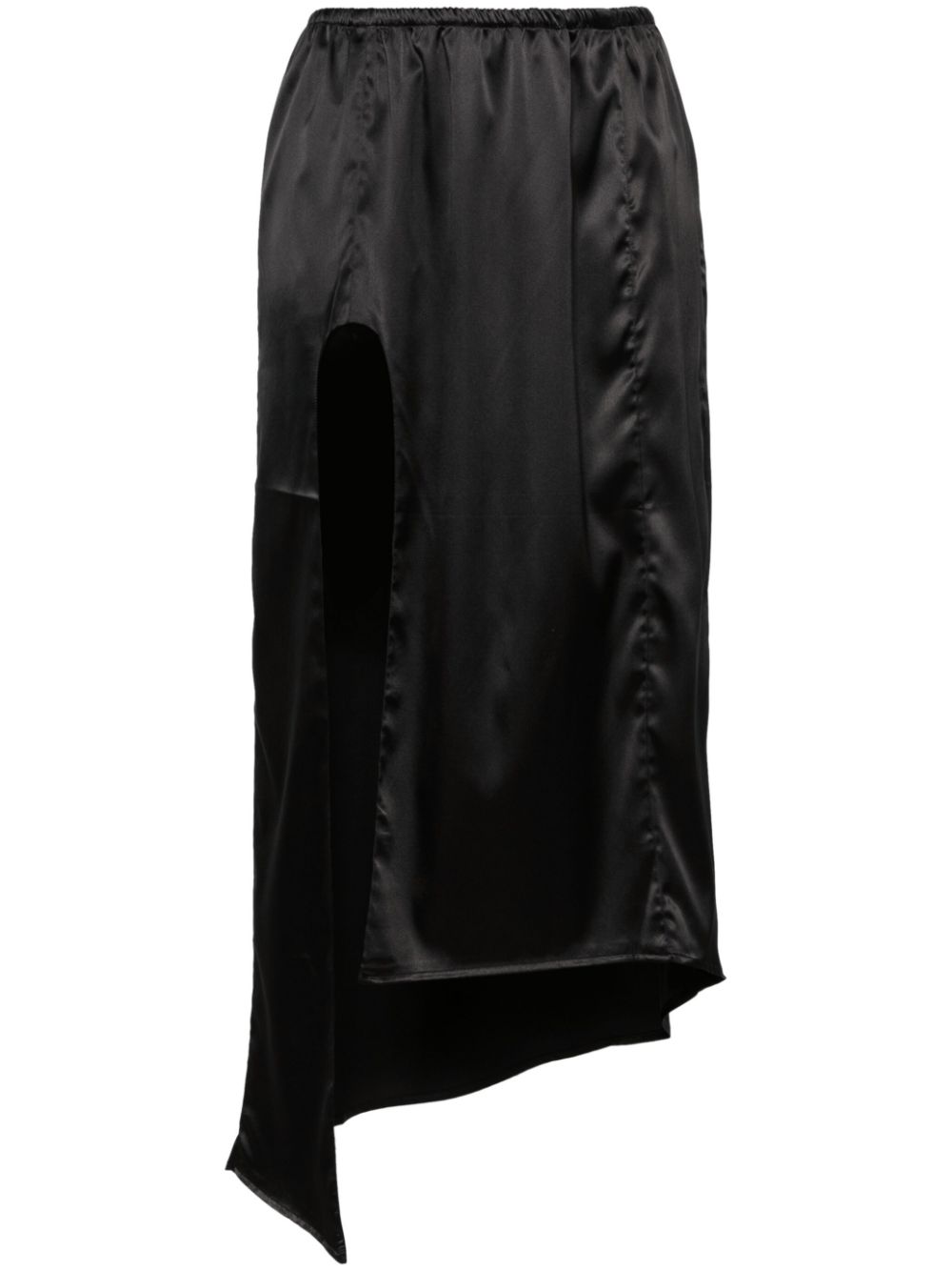 Asymmetric satin slip skirt - Black