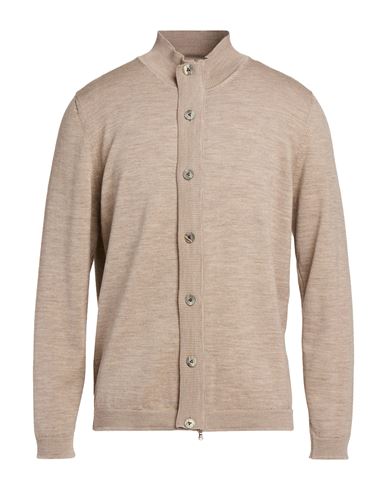 Man Cardigan Taupe Size 42 Merino Wool
