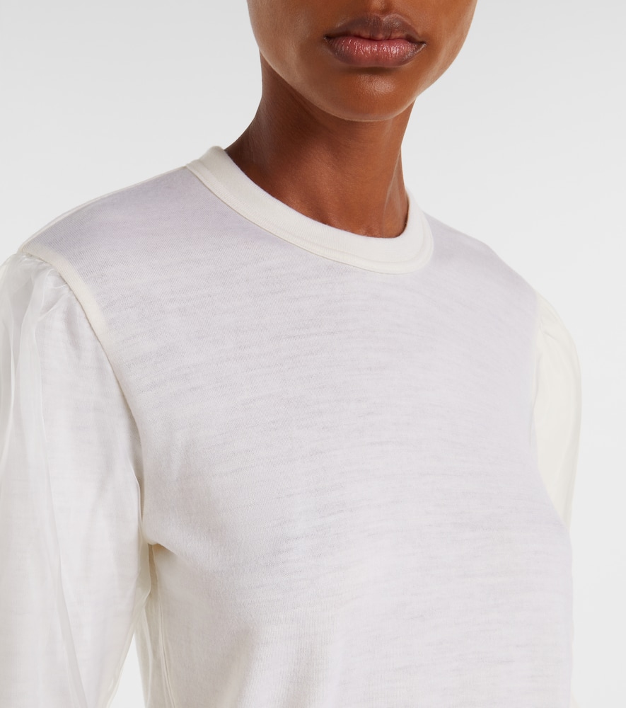 Tulle-trimmed wool sweater