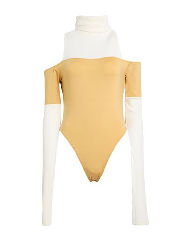 Woman Bodysuit Ivory Size L Bamboo, Elastane