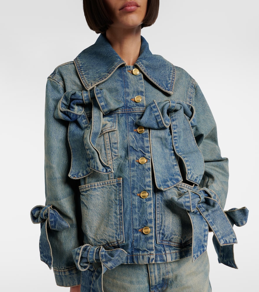 Bow-detail denim jacket