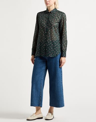 Woman Shirt Dark green Size 10 Cotton