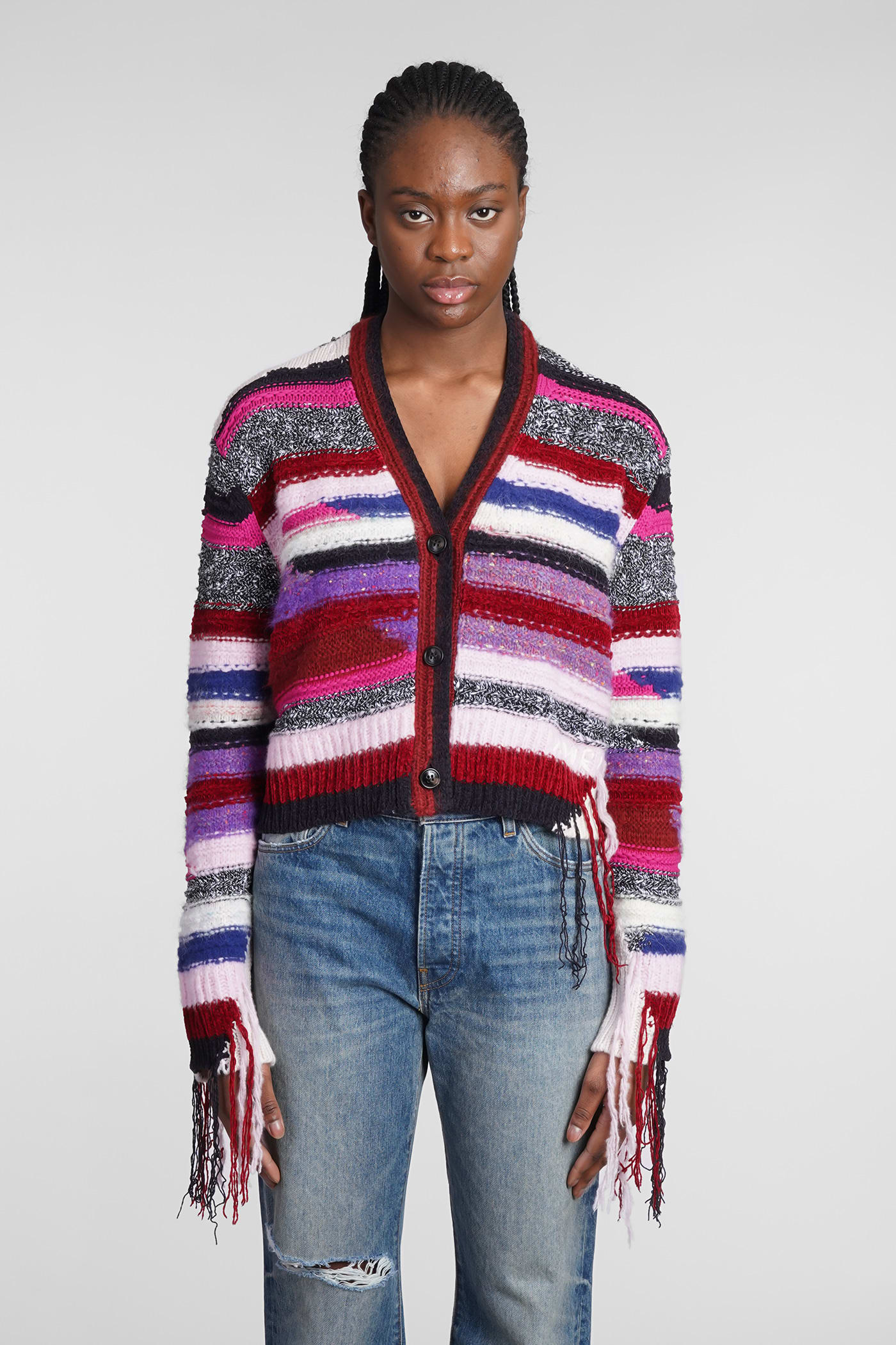 Cardigan In Multicolor Cotton And Nylon
