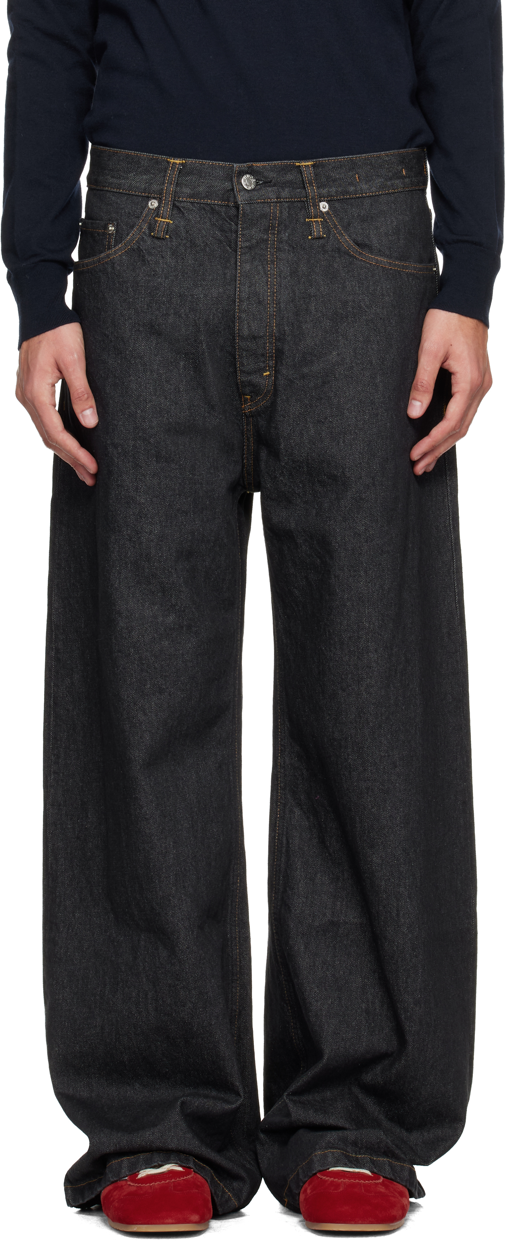 Gray Wide-Leg Skid Jeans