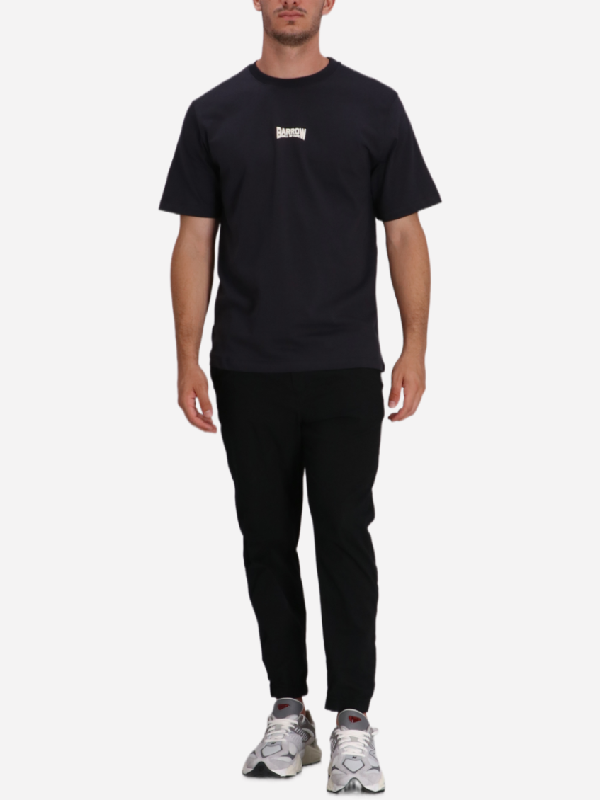 Black Crewneck Logo Print T-Shirt