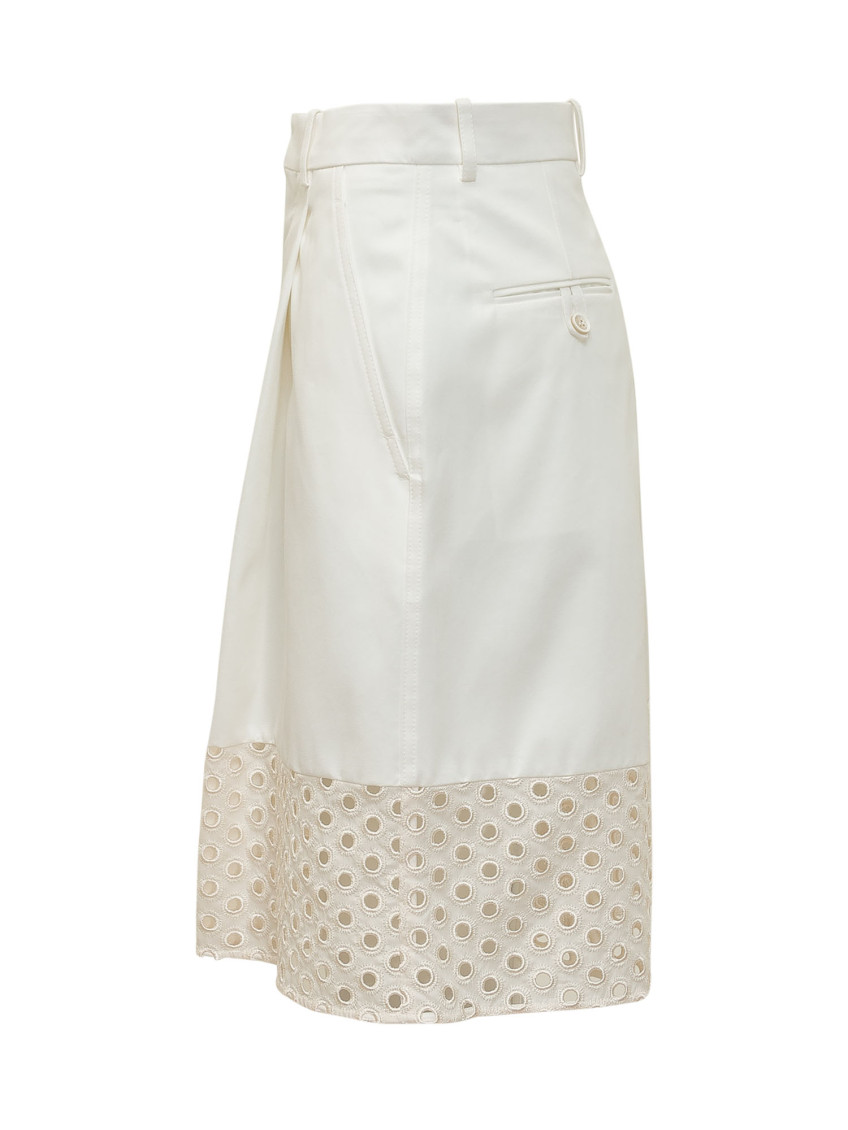 White Embroidered Shorts