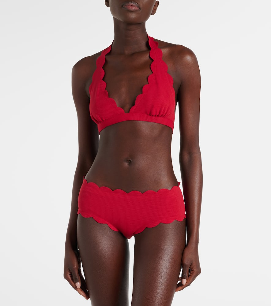 Spring scalloped halterneck bikini top