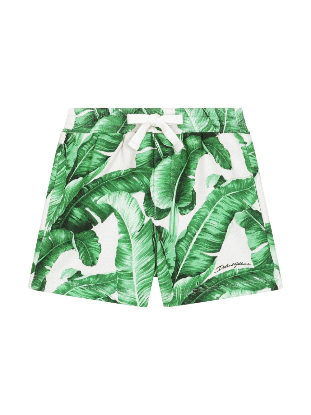 Leaf-print cotton shorts - Green