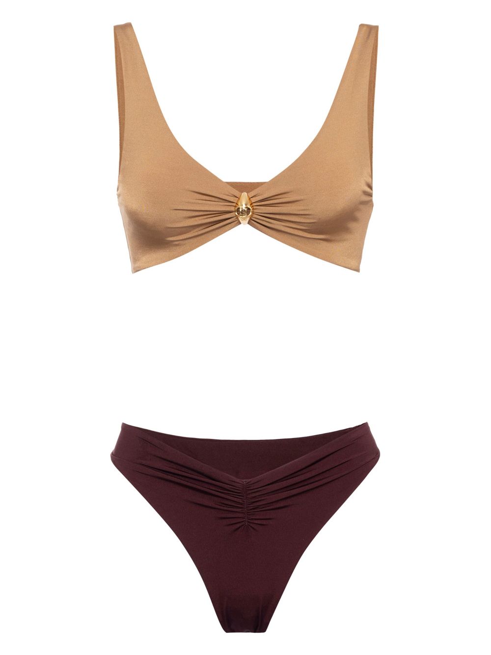 Two-tone bikini set - Brown