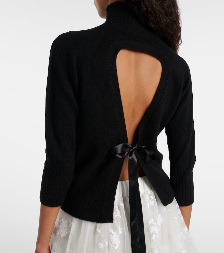 Embellished cashmere turtleneck sweater