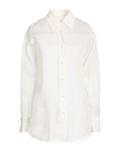Woman Shirt Ivory Size 6 Linen, Silk