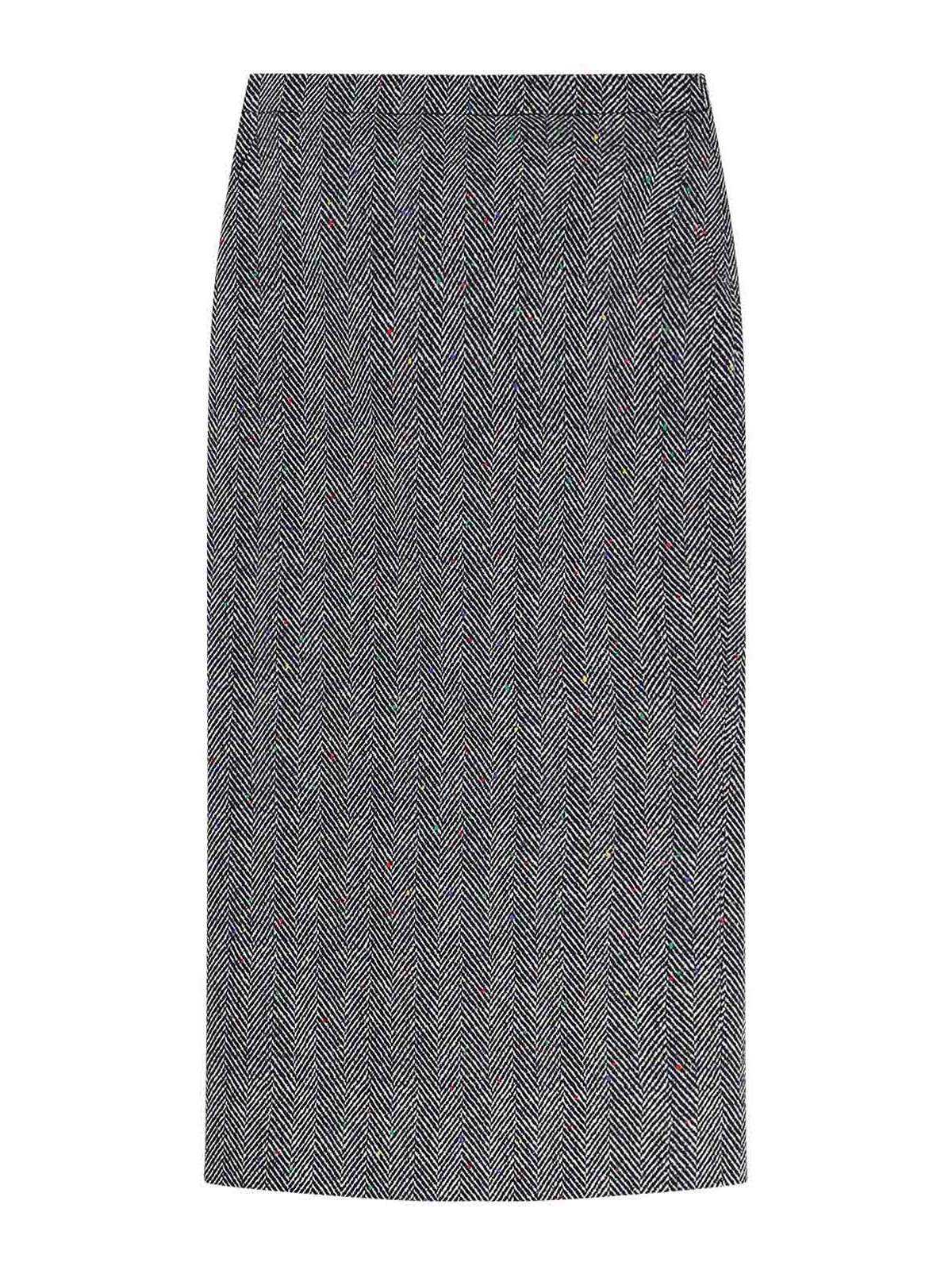 Herringbone Cotton Midi Skirt