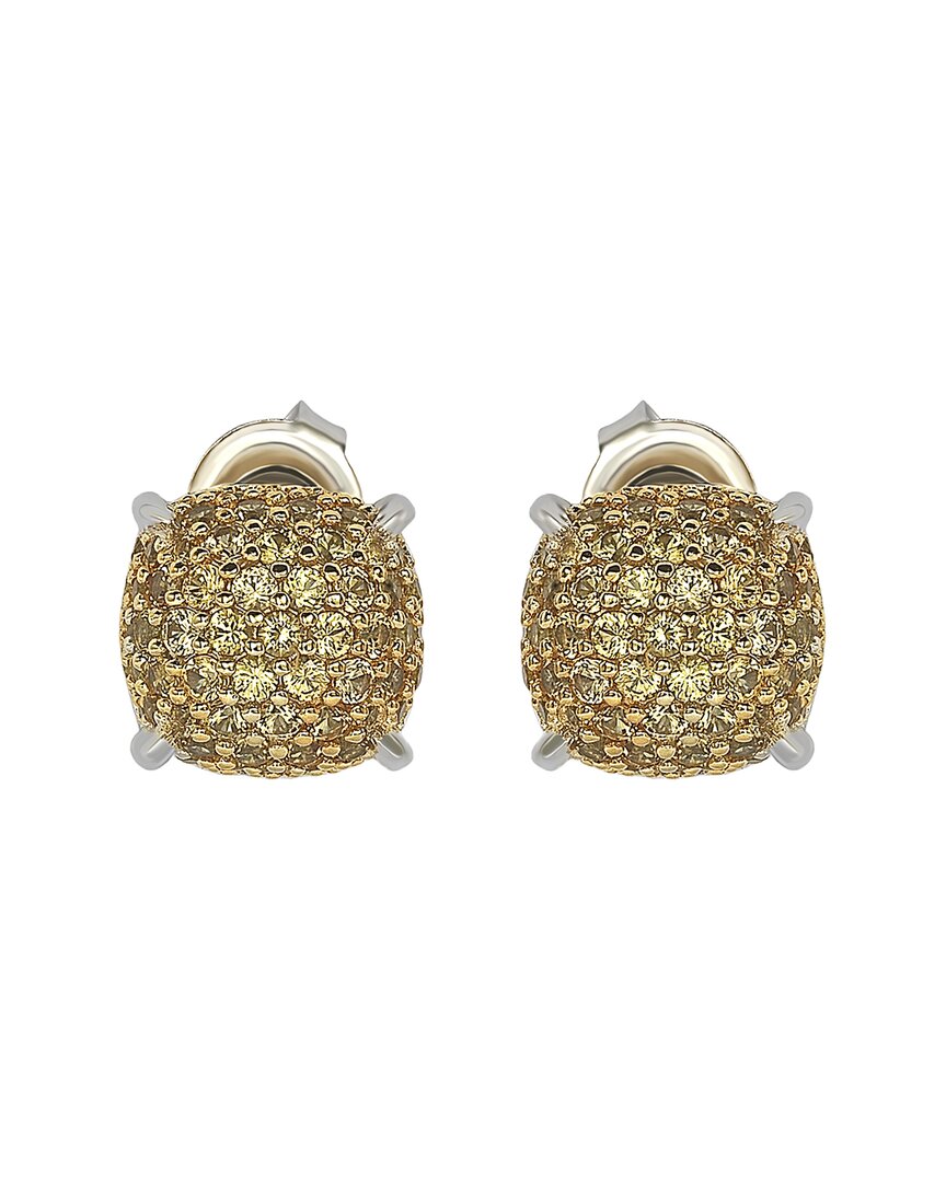 Silver 0.02 Ct. Tw. Diamond & Sapphire Earrings
