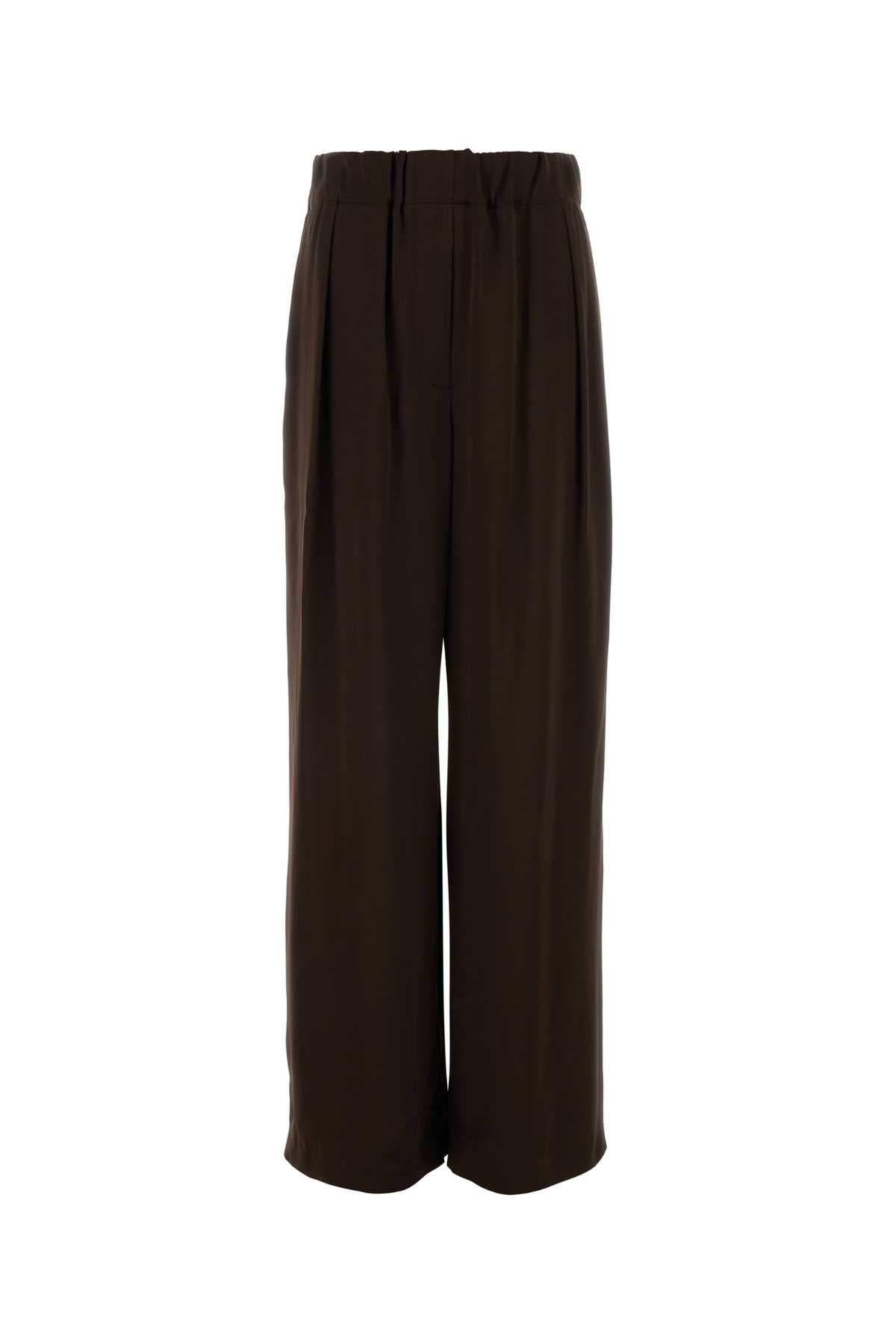 Satin Wide-Leg Trousers — Plum