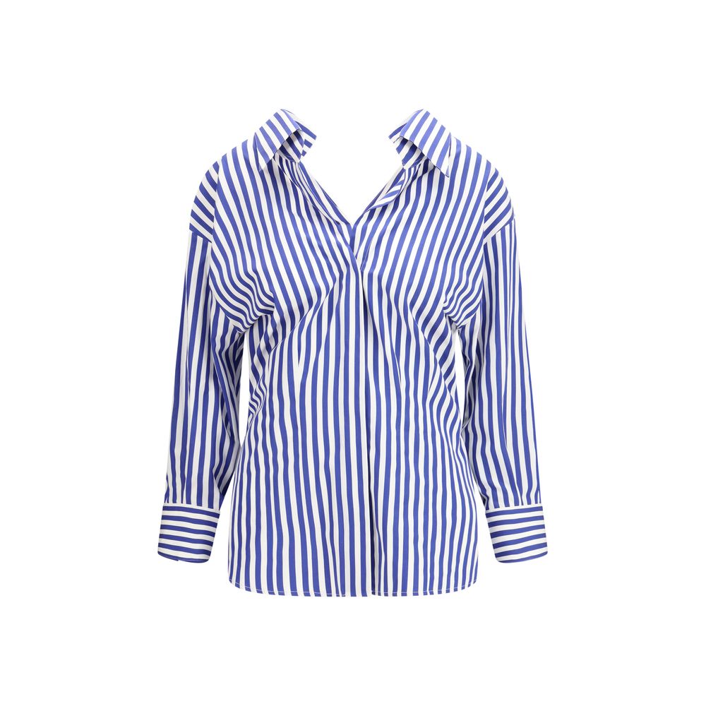 Striped Cotton Blouse — Blue