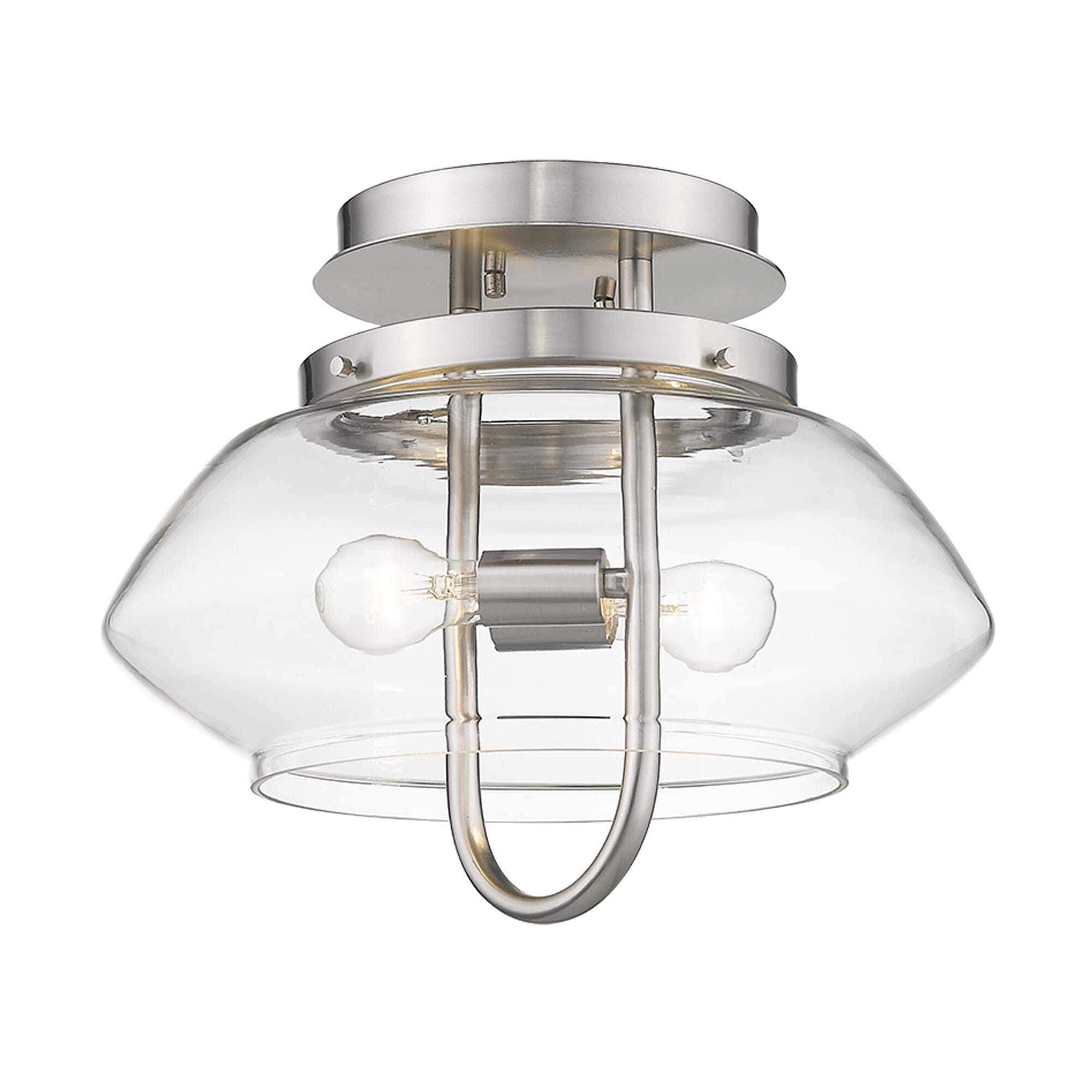 Satin Nickel Two Light Semi-Flush Mount from the Garner Collection