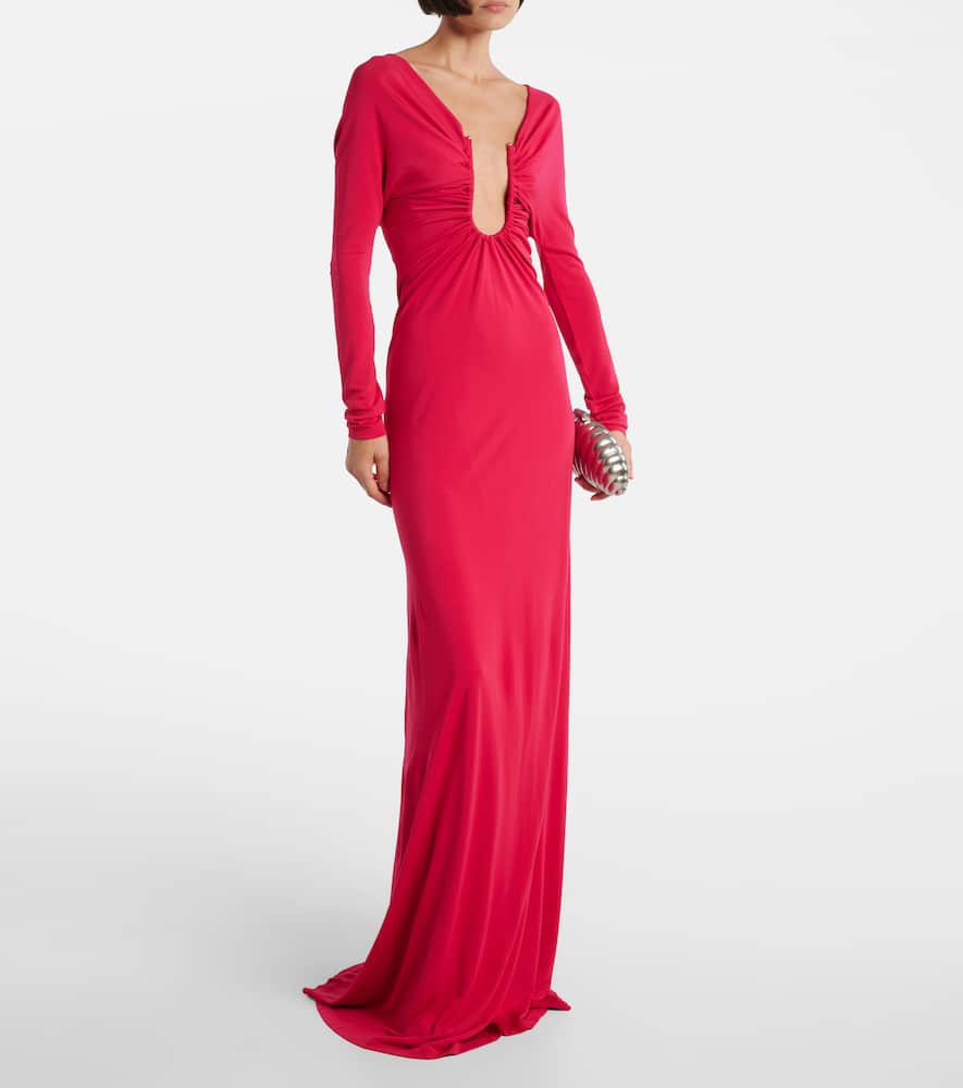 Arced Palm cutout gathered gown