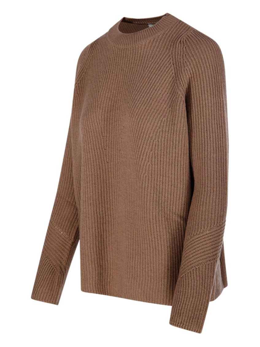 Brown Ribbed Knit Sweater