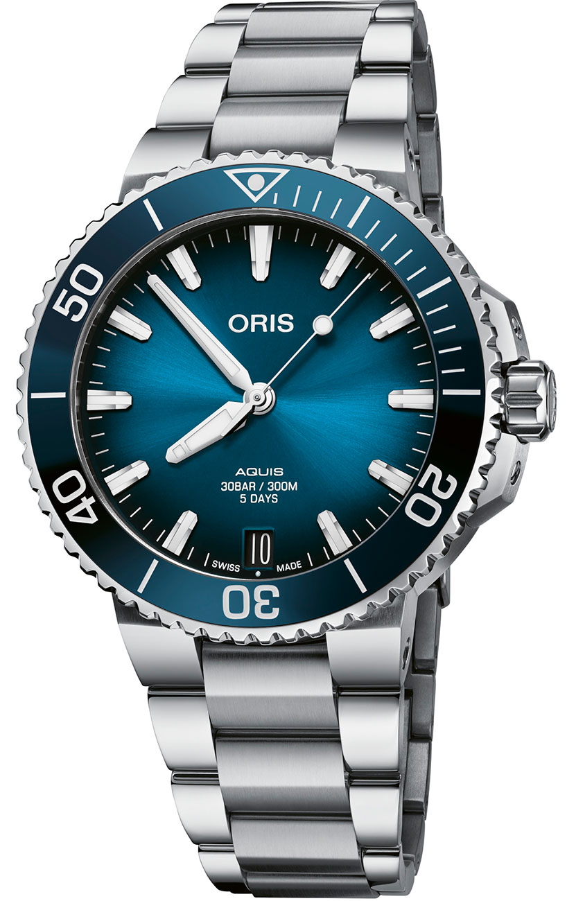 Aquis Date Calibre 400 Blue Dial, Stainless Steel Bracelet Watch, 41.5mm