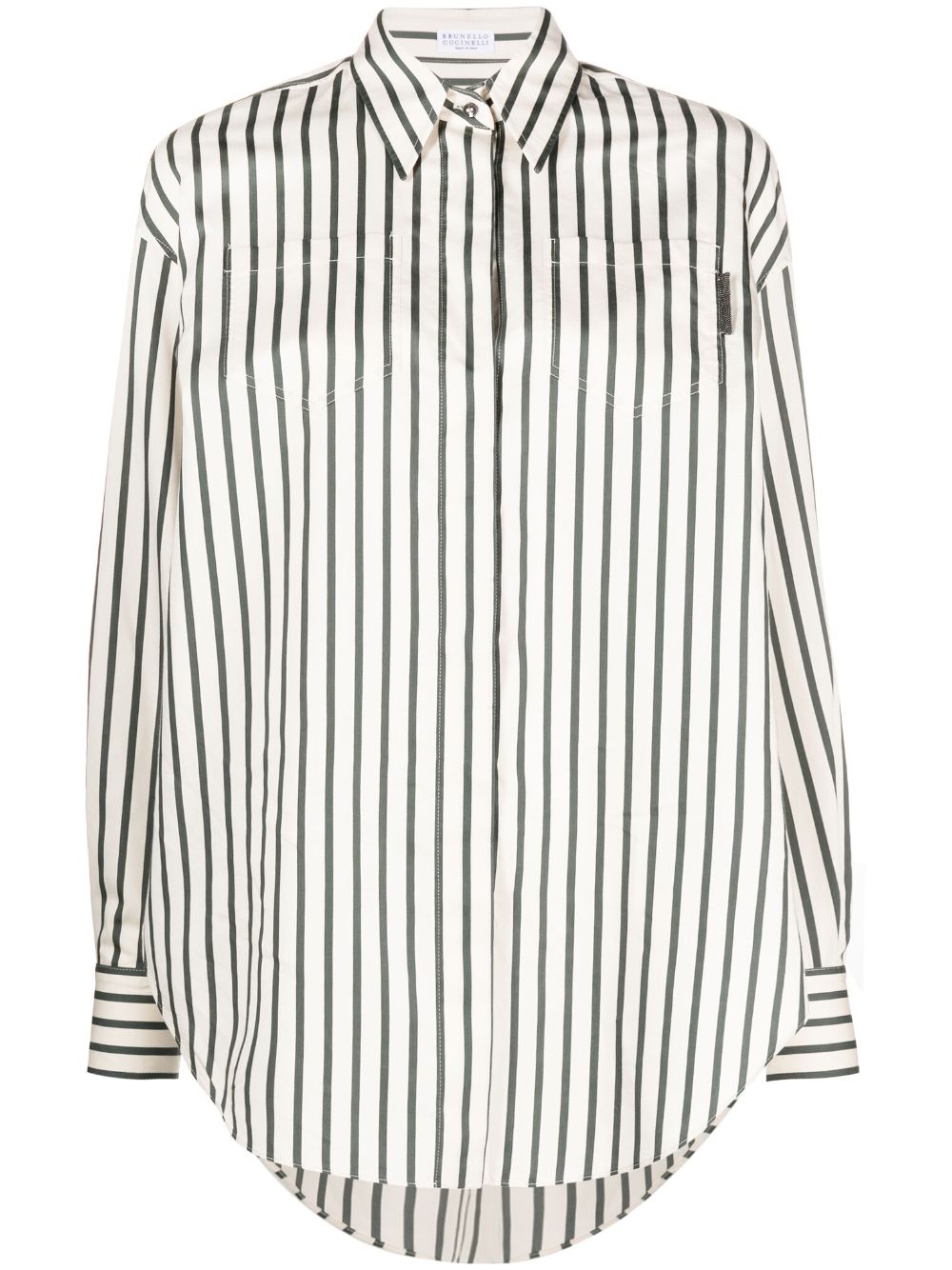 Monili-bead striped blouse - Neutrals
