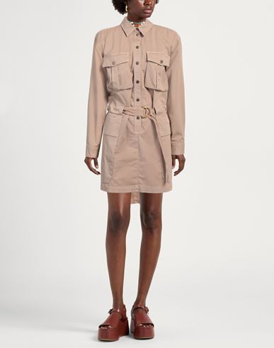 Woman Mini dress Beige Size 4 Cotton, Elastane