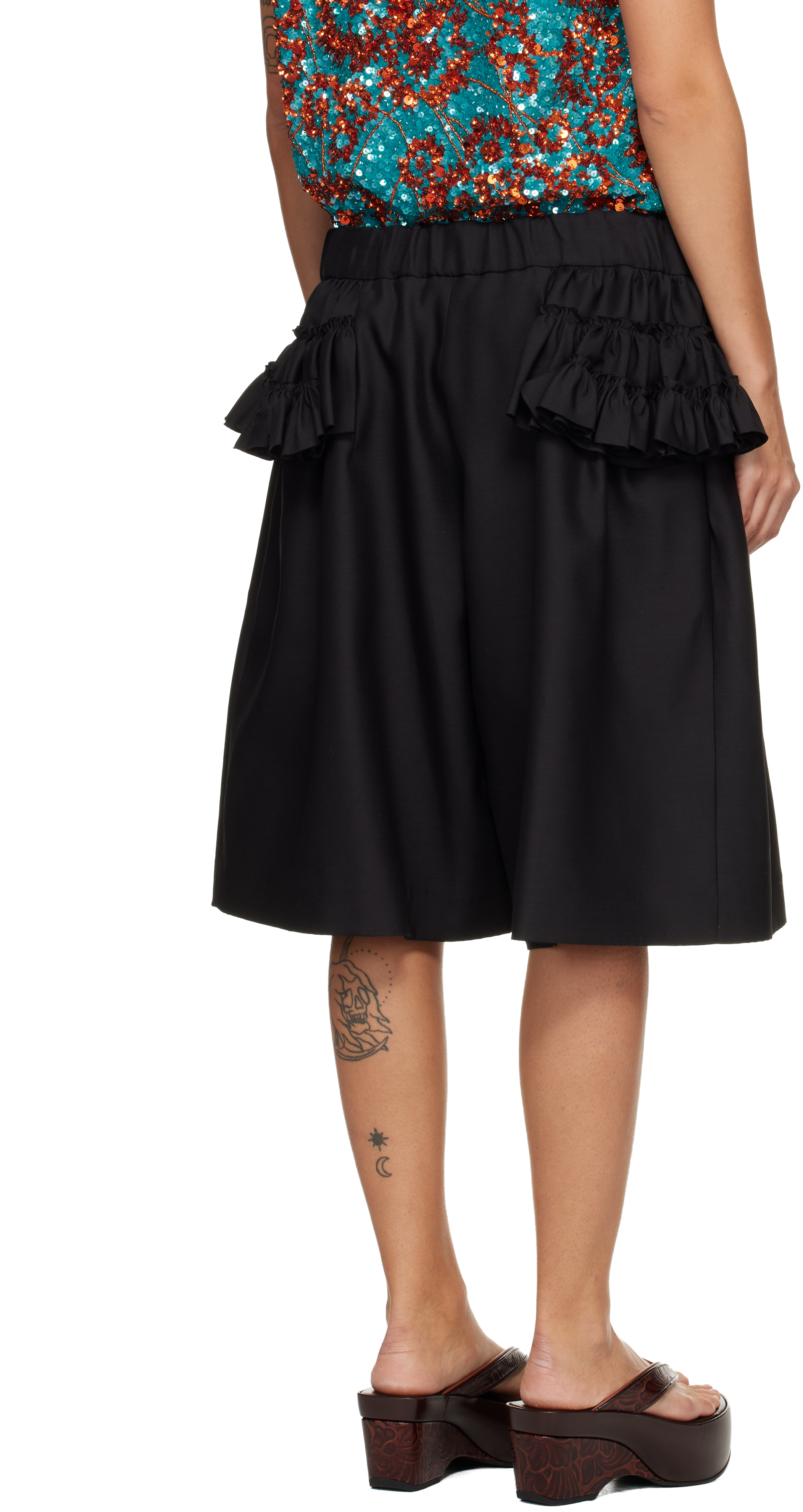 Black Ruffled Shorts