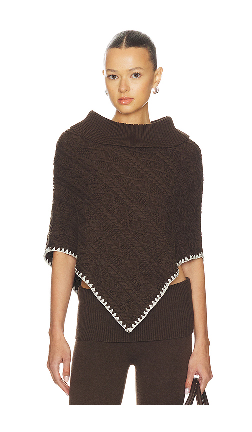 Frankies Bikinis Windswept Cotton Knit Poncho in Chocolate Brown. S/M also in