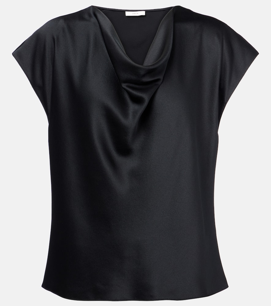 Draped silk satin top