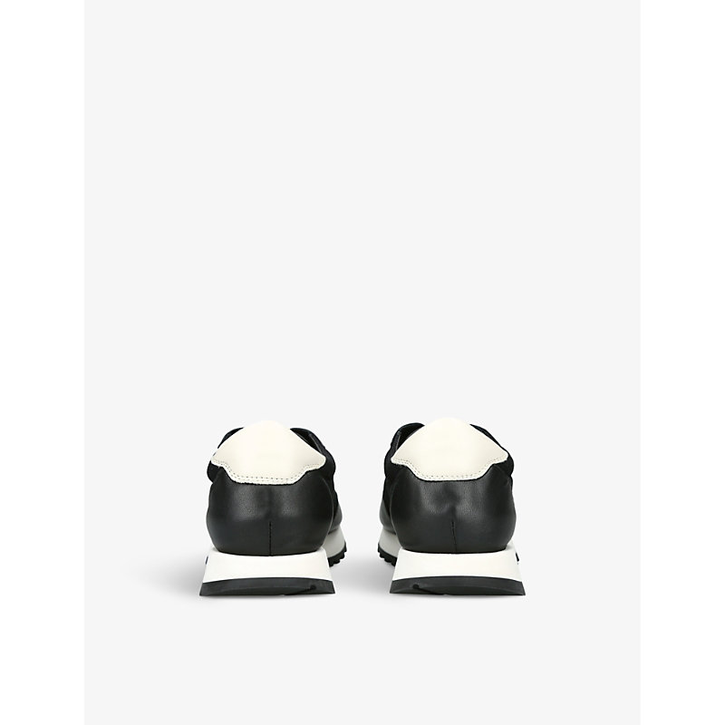 Womens Blk/white Owen Runner Panelled Leather and Suede Low-top Trainers