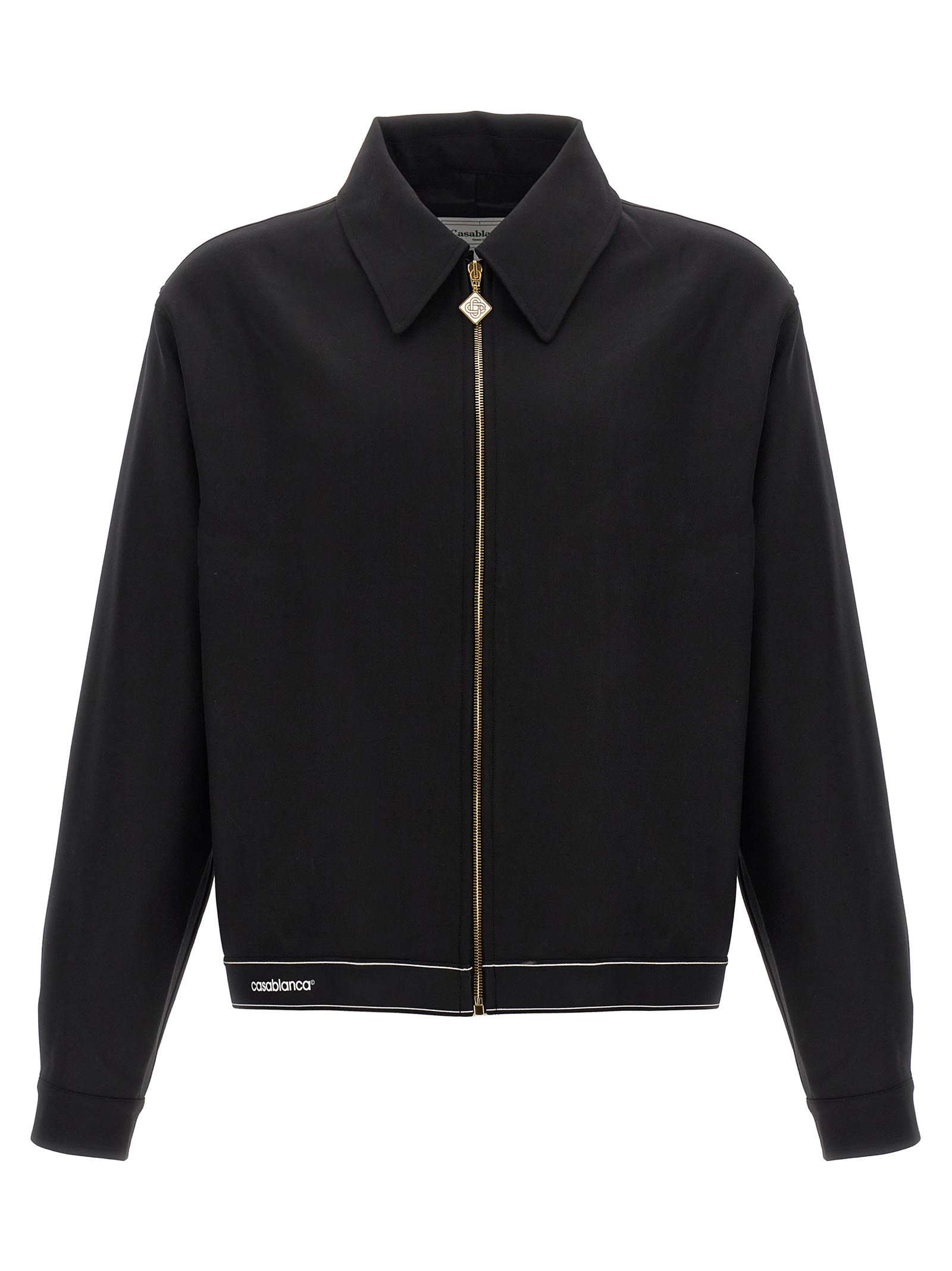 Logo-print zipped bomber jacket - Black