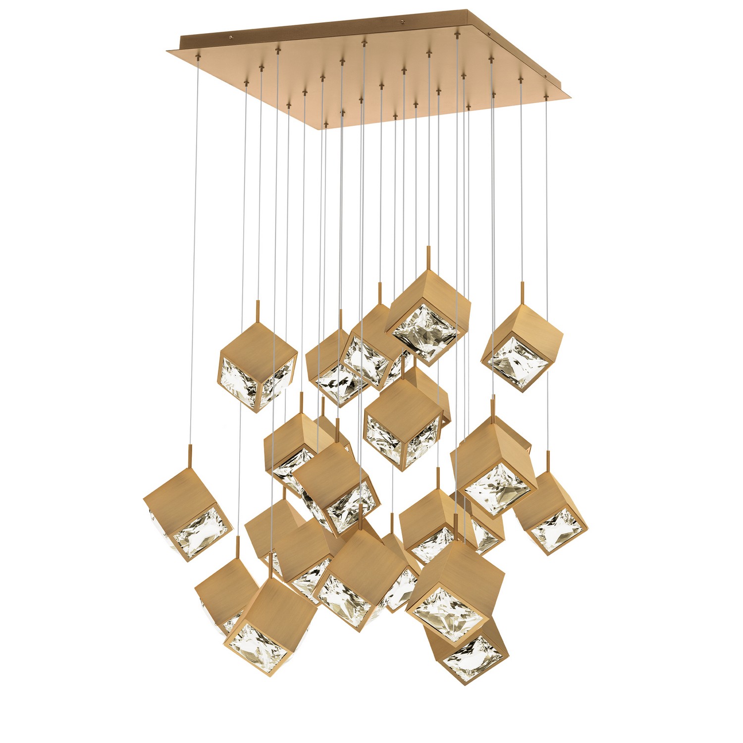Aged Brass LED Chandelier from the Ice Cube Collection