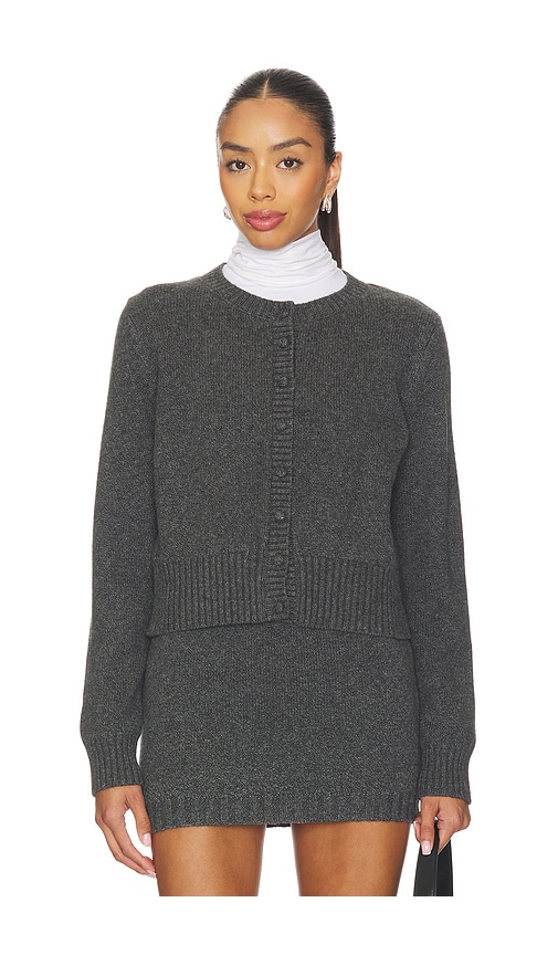525 America Covered Button Cardigan in Charcoal. - S also in