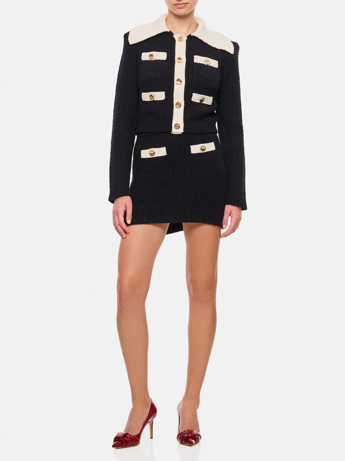 Contrast-trim cardigan - Black
