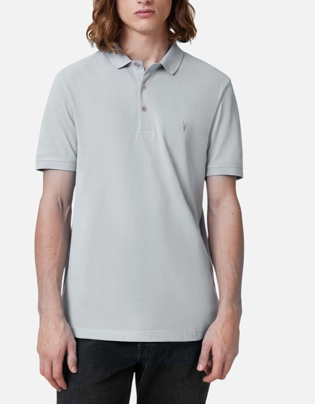 Allsaints Men's All Saints Reform Mens Polo Shirt Summer Cotton Top - Grey