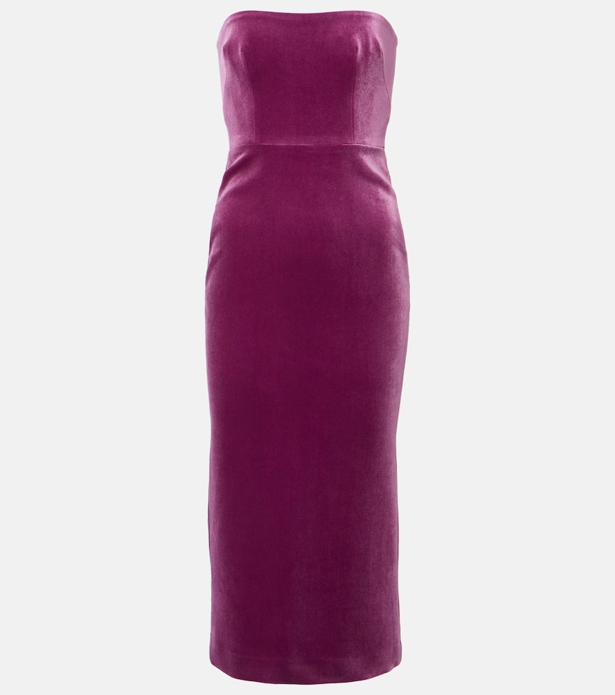 Strapless velvet midi dress