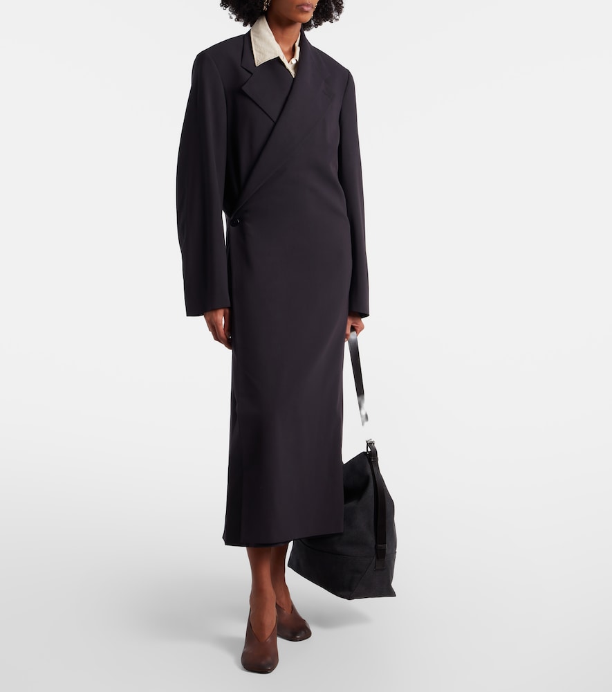 Wool crêpe wrap coat