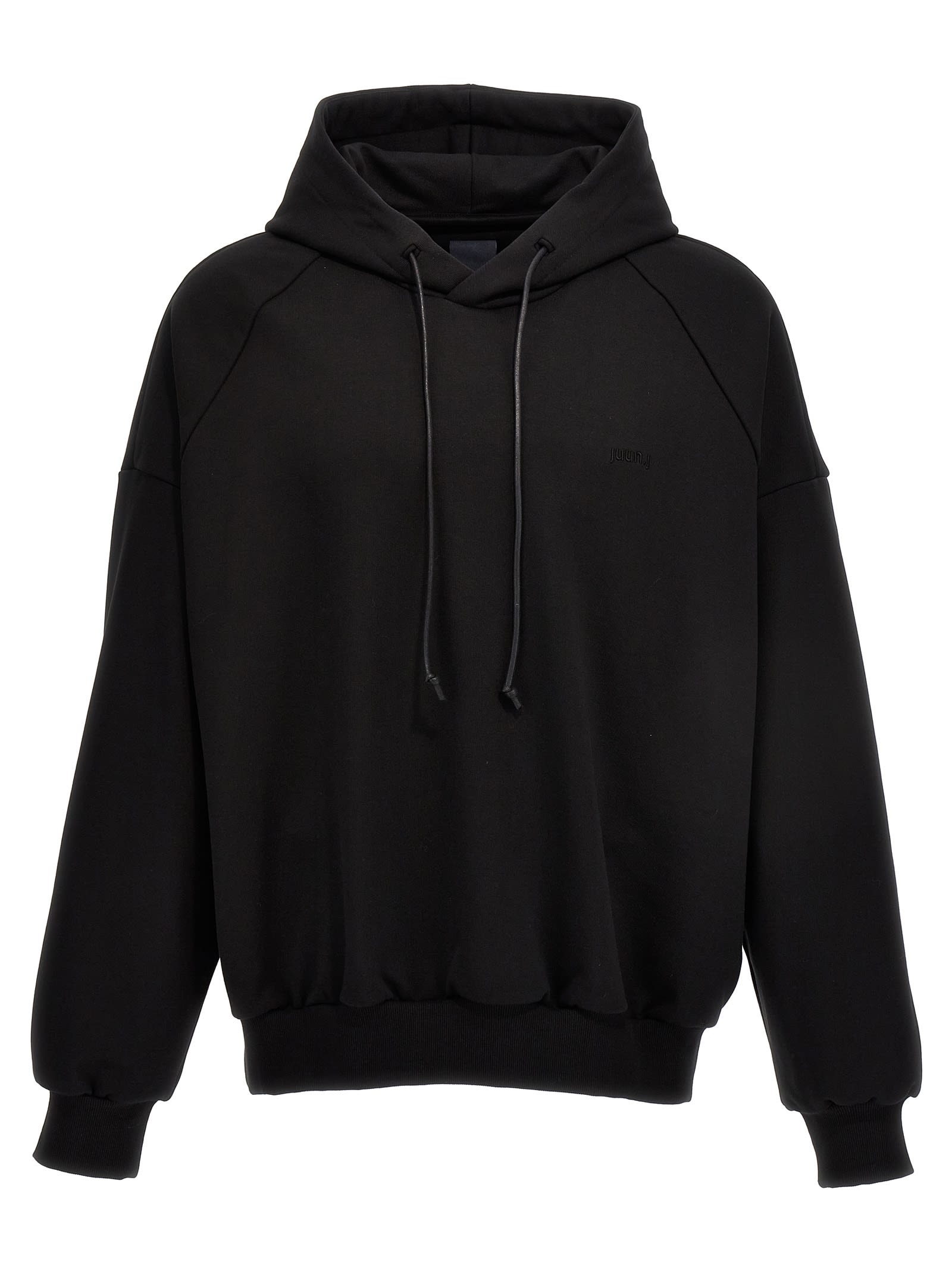 Drawstring cotton hoodie - Black