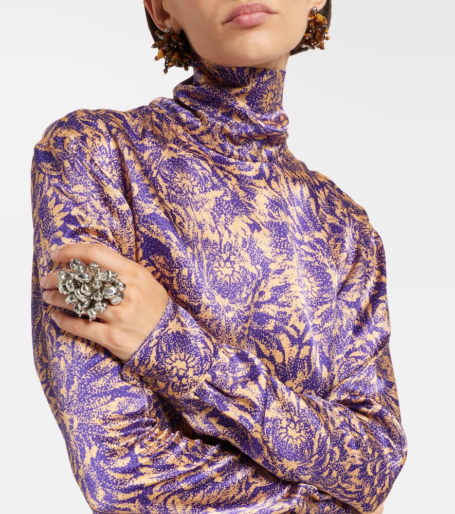 Floral silk satin blouse