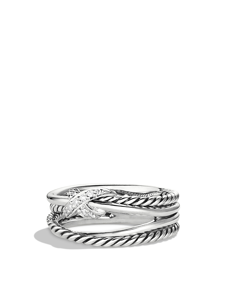 X Collection Ring with Diamonds