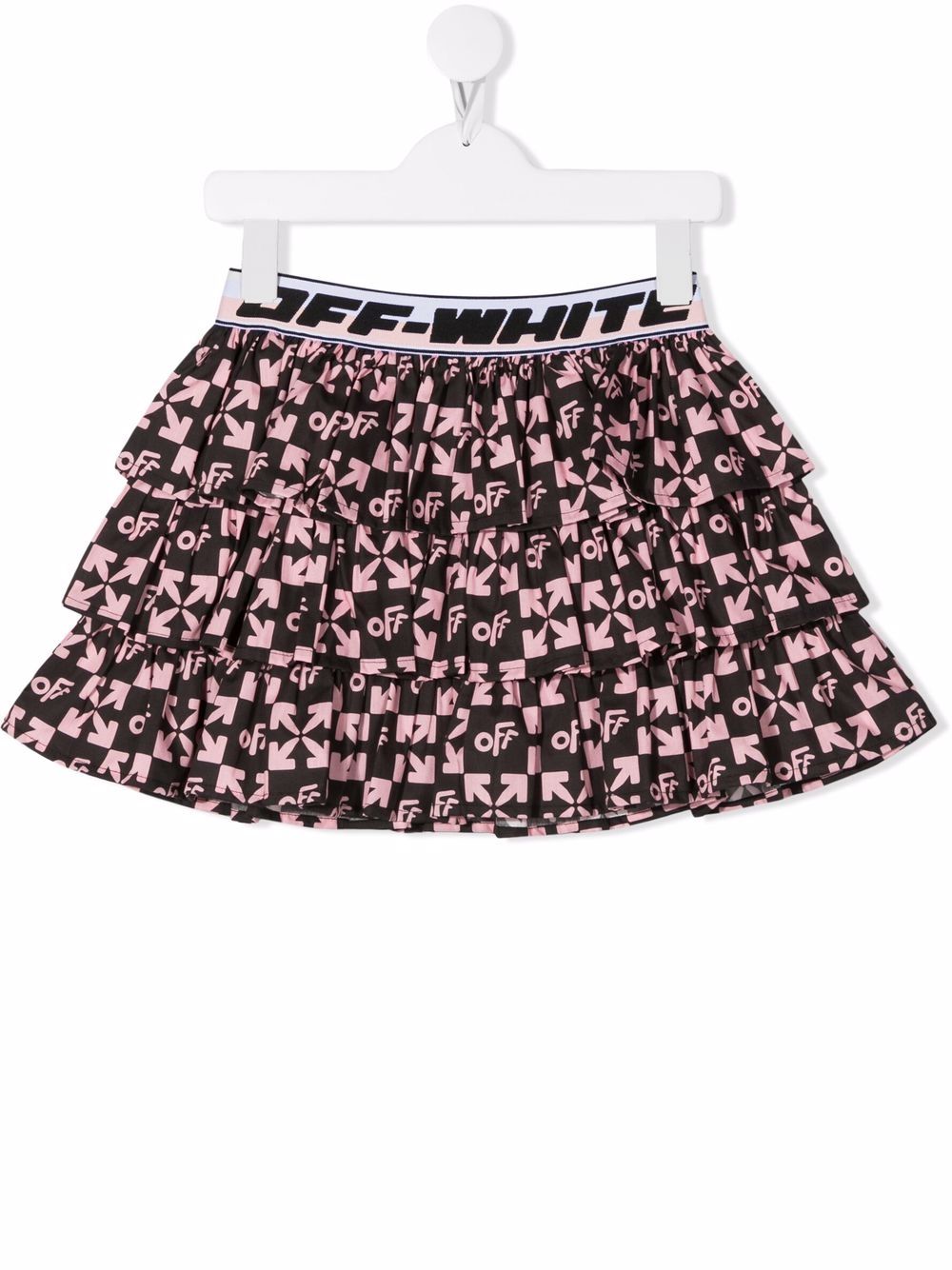Monogram-print ruffle skirt - Black