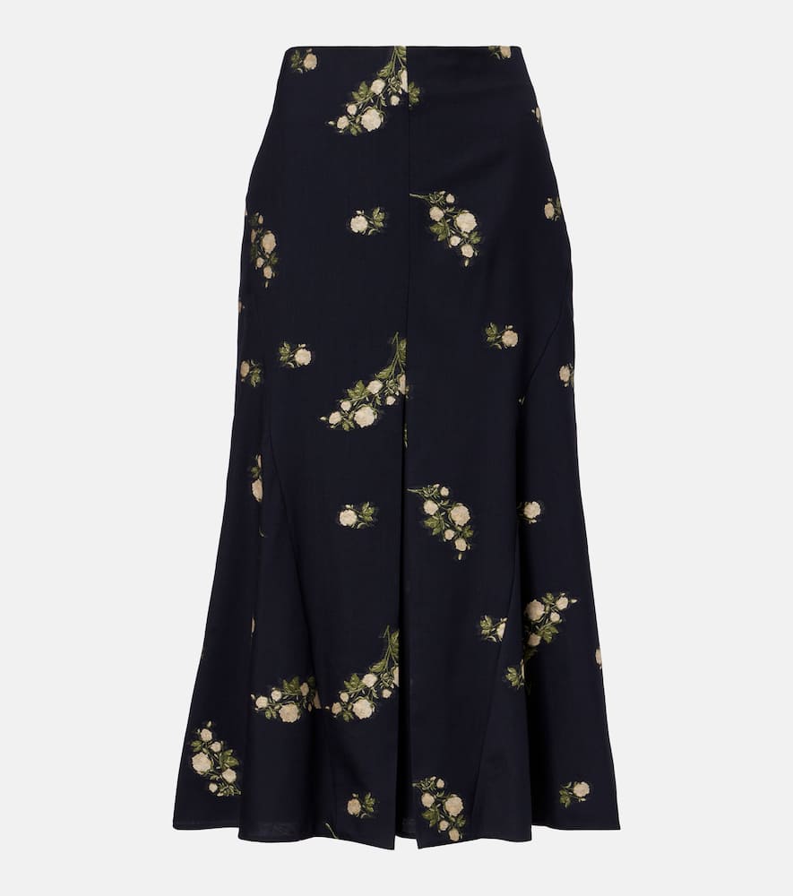 Floral jacquard midi skirt