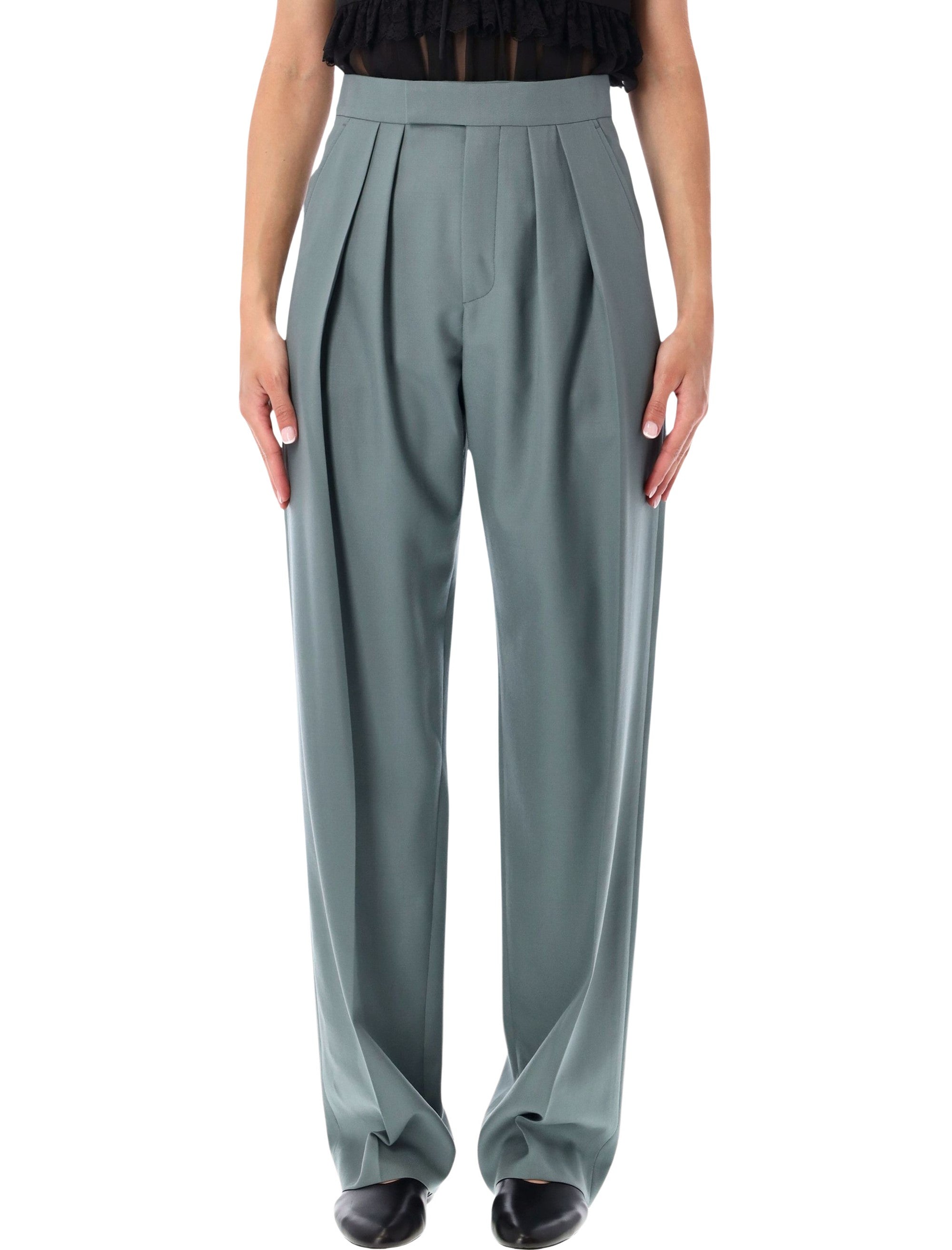 Chloé-Inspired Tailored Virgin Wool Trousers for Women