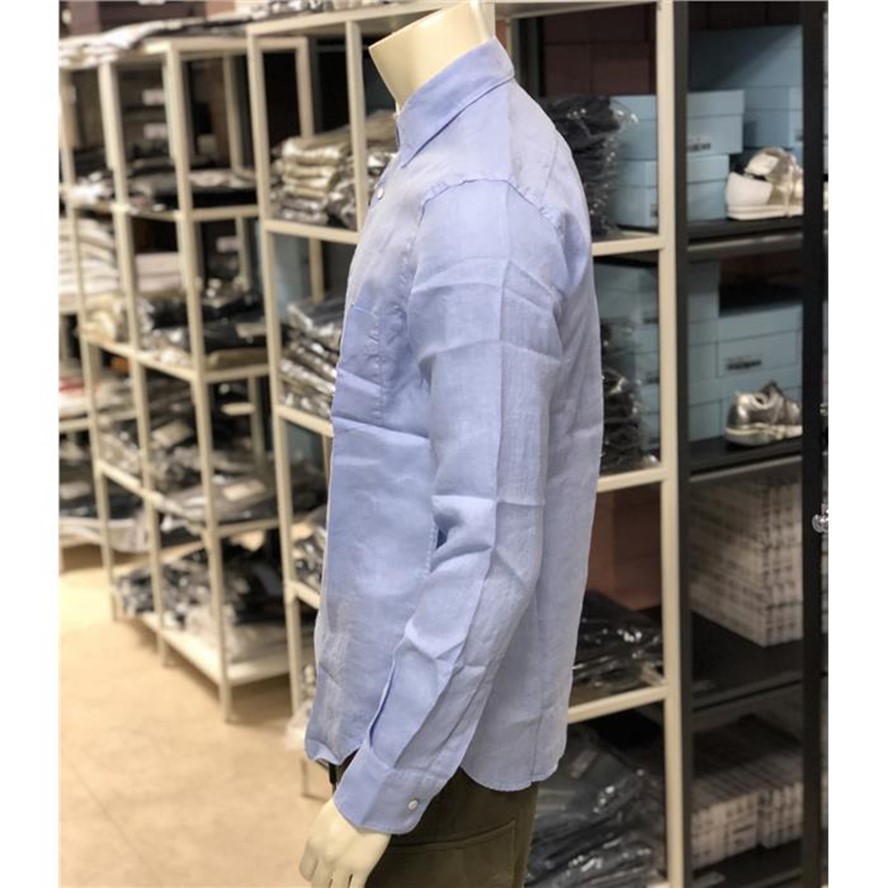 Linen shirt with patch pocket