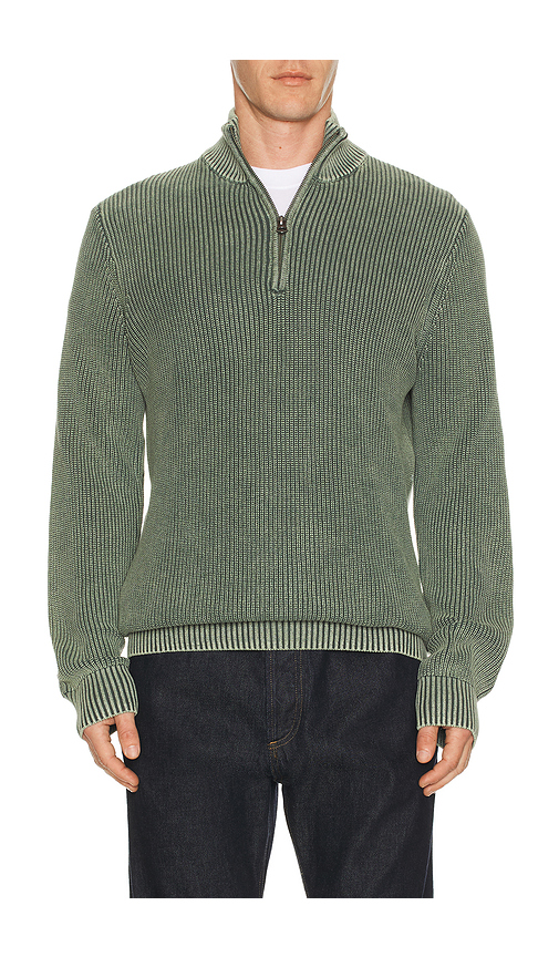 Faherty Sunwashed Quarter Zip Sweater in Olive. L. Also in M, S, XL/1X