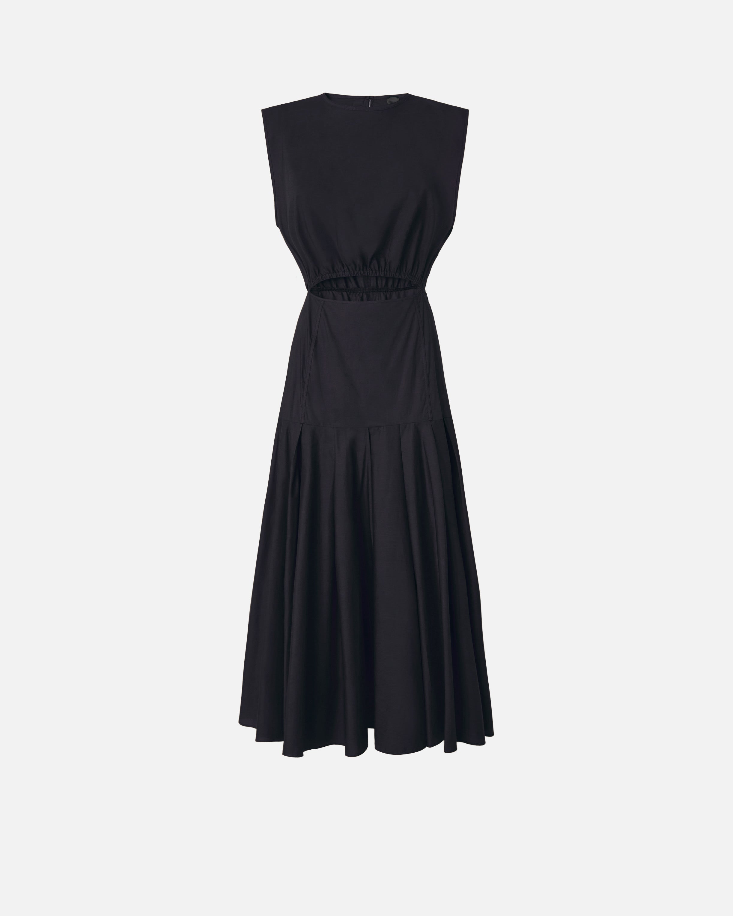 Sleeveless midi dress with pleats and cut-out - 36