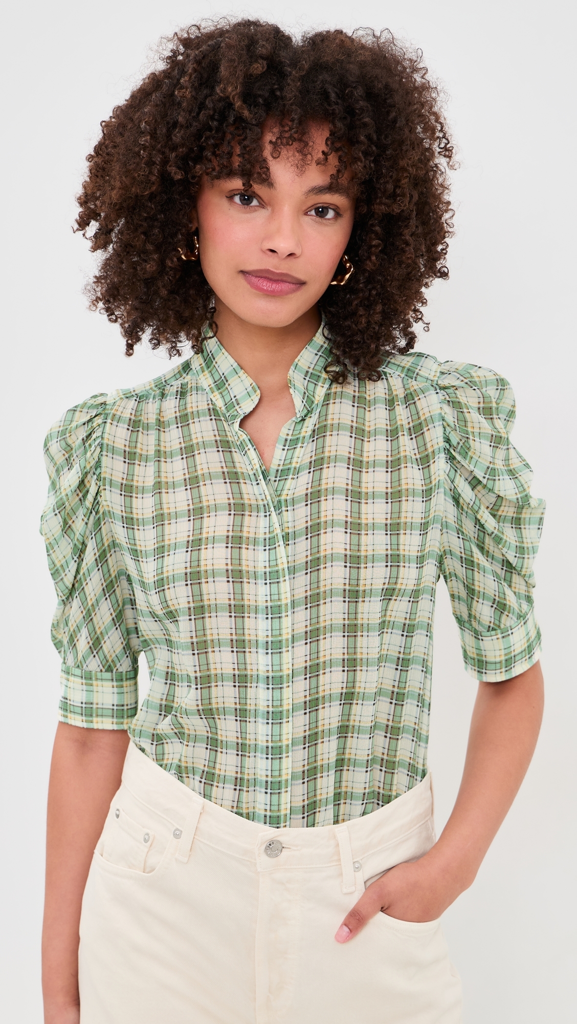 The Gillian Top Jade Green Plaid