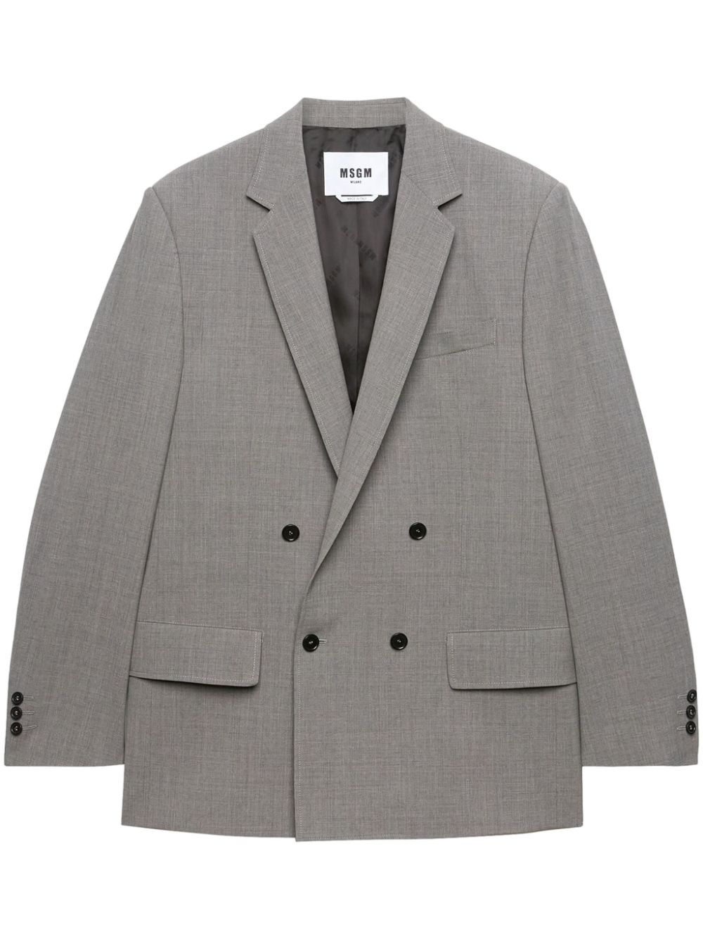 Double-breasted mélange-effect blazer - Grey