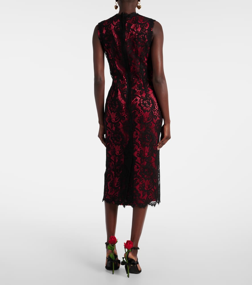 Cotton-blend lace midi dress