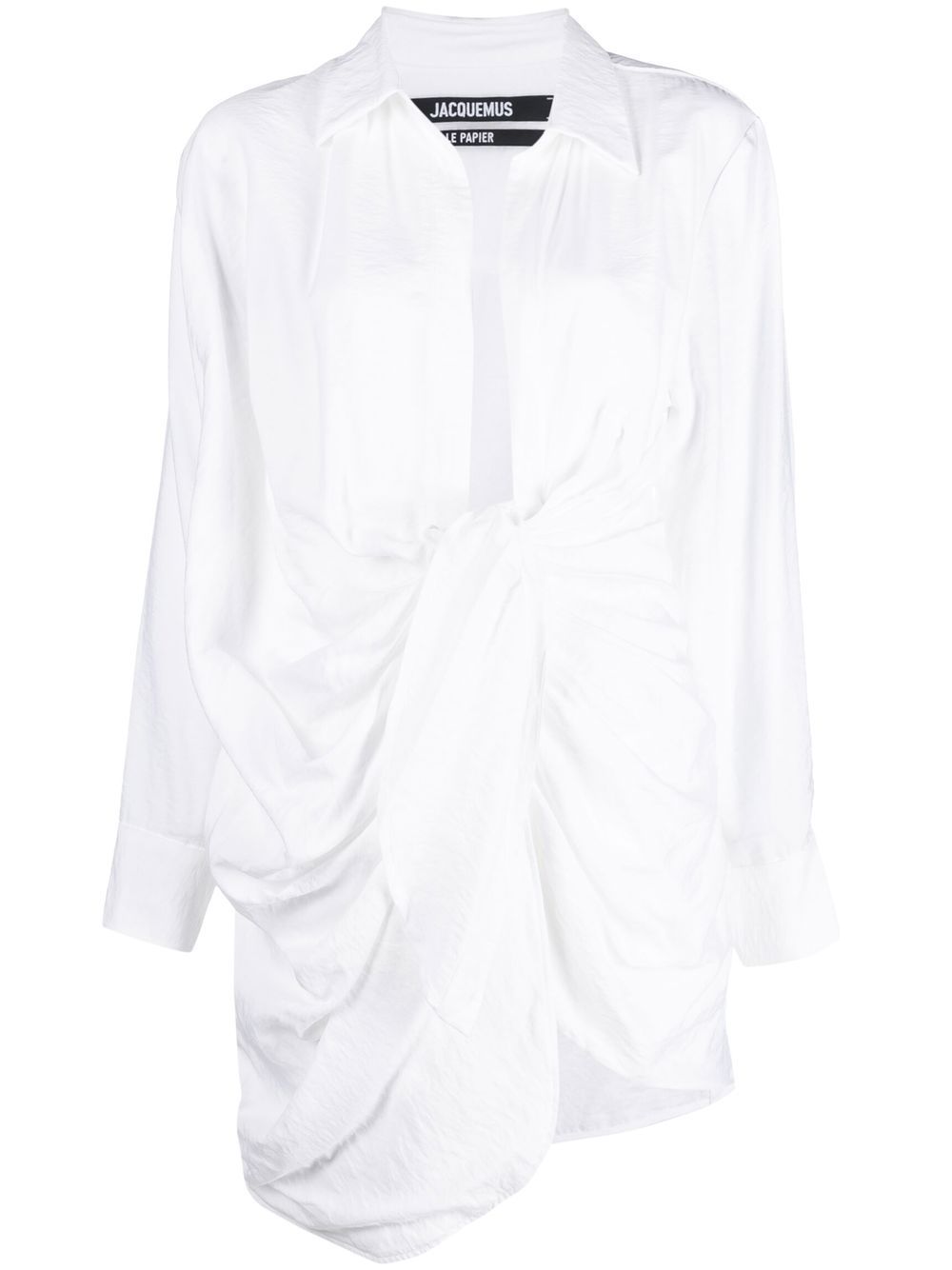 Draped shirt dress - White