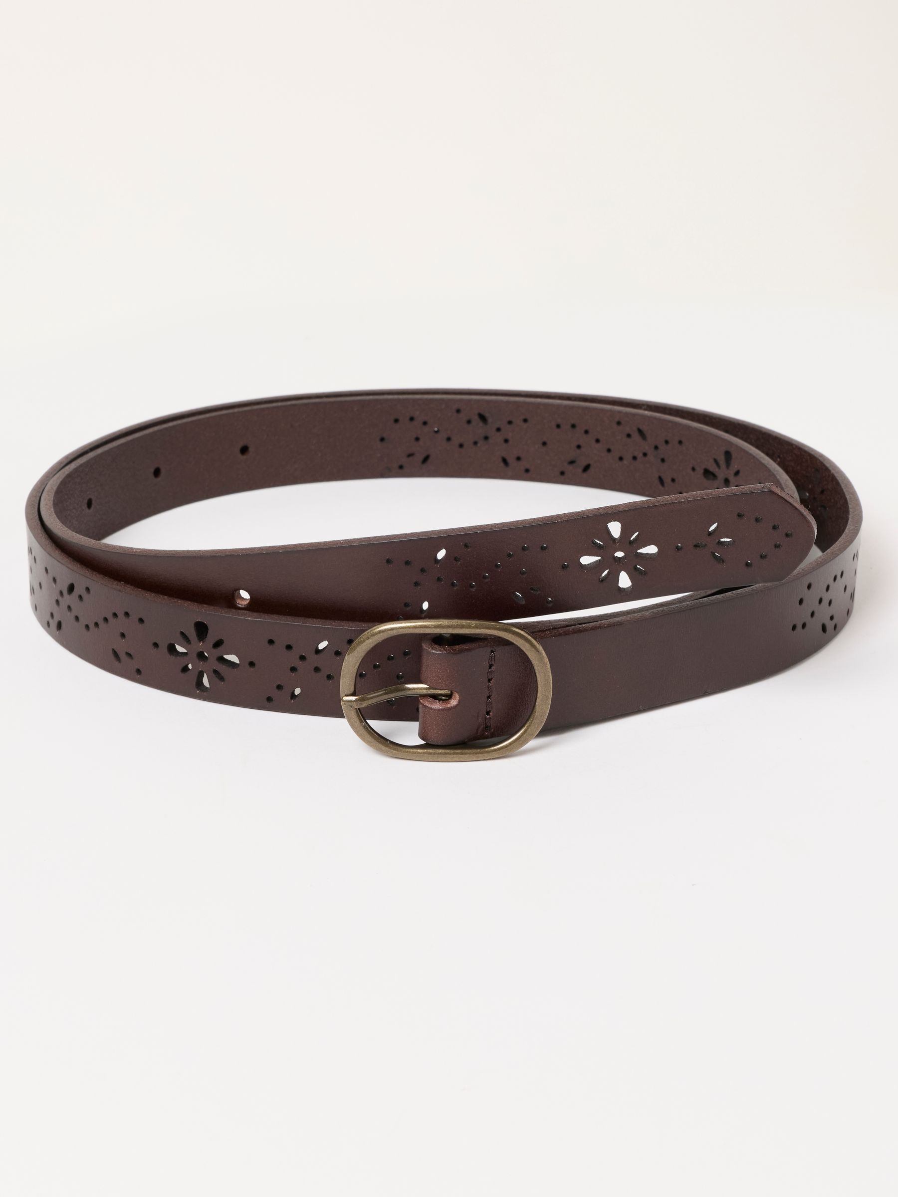 FatFace Chocolate Brown Cut Out Leather Belt